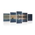 5-PIECE CANVAS PRINT BOAT AT SEA - PICTURES OF NATURE AND LANDSCAPE - PICTURES