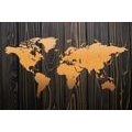 CANVAS PRINT ORANGE MAP ON WOOD - PICTURES OF MAPS - PICTURES