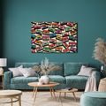 WANDBILD BUNTE RETRO-KASSETTEN - MUSIKBILDER - BILDER