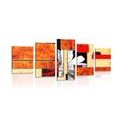 5-PIECE CANVAS PRINT ORANGE FLORAL ABSTRACTION - ABSTRACT PICTURES{% if product.category.pathNames[0] != product.category.name %} - PICTURES{% endif %}