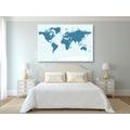 DECORATIVE PINBOARD POLITICAL MAP OF THE WORLD IN BLUE - PICTURES ON CORK - PICTURES