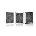 POSTER – MANDALA CON MOTIVO ASTRATTO IN BIANCO E NERO - NERO E BIANCO - POSTER