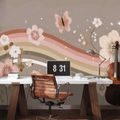 SAMOLEPÍCÍ FOTOTAPETA PASTELOVÉ KVĚTY A DUHOVÉ PRUHY - DĚTSKÉ TAPETY - TAPETY
