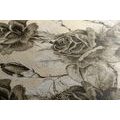 CANVAS PRINT VINTAGE BOUQUET OF ROSES IN SEPIA DESIGN - BLACK AND WHITE PICTURES - PICTURES