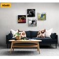 CANVAS PRINT SET FAIRY-TALE DEER IN AN ABSTRACT DESIGN - SET OF PICTURES - PICTURES