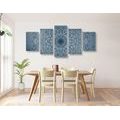 5-TEILIGES WANDBILD DUNKELBLAUE MANDALA-BLUME - BILDER MIT FENG SHUI-MOTIVEN - BILDER