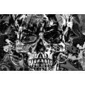 CANVAS PRINT ARTISTIC SKULL IN BLACK AND WHITE - BLACK AND WHITE PICTURES - PICTURES