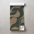 ZELFKLEVEND FOTOBEHANG ABSTRACTE BEIGE BLADEREN IN GROEN - FOTOBEHANG ABSTRACT - FOTOBEHANG