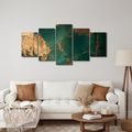 5-DÍLNÝ OBRAZ SMARAGDOVÁ ZLATÁ ABSTRAKCE - MARBLE PICTURES - PICTURES