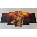 5-PIECE CANVAS PRINT BUDDHA STATUE WITH AN ABSTRACT BACKGROUND - PICTURES FENG SHUI - PICTURES