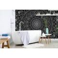 TAPETA SZCZEGÓŁOWA DEKORACYJNA MANDALA W CZERNI I BIELI - TAPETY FENG SHUI - TAPETY