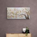 CANVAS PRINT A TREE WITH WHITE-GOLD FLOWERS - PICTURES OF TREES AND LEAVES - PICTURES