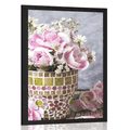 POSTER CARNATION FLOWERS IN A MOSAIC POT - VASES - POSTERS