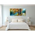 5-PIECE CANVAS PRINT PAINTED TREES IN AUTUMN COLORS - PICTURES OF NATURE AND LANDSCAPE - PICTURES