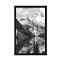 AFFICHE AVEC MONTURE BEAU PAYSAGE DE MONTAGNE EN NOIR ET BLANC - NATURE - AFFICHES