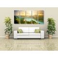 5-PIECE CANVAS PRINT RIVER BY THE GREEN FOREST - PICTURES OF NATURE AND LANDSCAPE - PICTURES