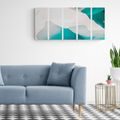 5-PIECE CANVAS PRINT MODERN BLUE ABSTRACTION - ABSTRACT PICTURES{% if product.category.pathNames[0] != product.category.name %} - PICTURES{% endif %}
