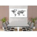 CANVAS PRINT WORLD MAP WITH A BLACK AND WHITE TOUCH - PICTURES OF MAPS - PICTURES