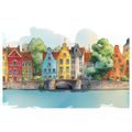 OBRAZ BAREVNÉ DOMY U ŘEKY - BAREVNÉ DOMY - OBRAZY