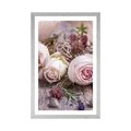 AFFICHE AVEC MONTURE COMPOSITION FLORALE FESTIVE DE ROSES - FLEURS - AFFICHES