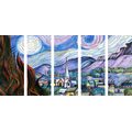 5-PIECE CANVAS PRINT REPRODUCTION OF STARRY NIGHT - VINCENT VAN GOGH - ABSTRACT PICTURES{% if product.category.pathNames[0] != product.category.name %} - PICTURES{% endif %}