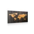 CANVAS PRINT ORANGE MAP ON WOOD - PICTURES OF MAPS - PICTURES