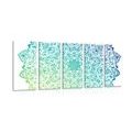 5-PIECE CANVAS PRINT BLUE-GREEN MANDALA - PICTURES FENG SHUI - PICTURES