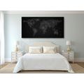 DECORATIVE PINBOARD WORLD MAP WITH NIGHT SKY IN BLACK AND WHITE - PICTURES ON CORK - PICTURES