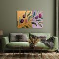 TABLEAU SUR TOILE – OLIVES VIOLETTES SUR UNE BRANCHE - TABLEAUX ARBRES ET FEUILLES - TABLEAUX