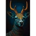 CANVAS PRINT BLUE-GOLD DEER - PICTURES LORDS OF THE ANIMAL KINGDOM - PICTURES