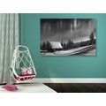 CANVAS PRINT FAIRY-TALE WINTER LANDSCAPE IN BLACK AND WHITE - BLACK AND WHITE PICTURES - PICTURES