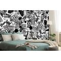 WALLPAPER BLACK AND WHITE POP ART ABSTRACTION - BLACK AND WHITE WALLPAPERS - WALLPAPERS