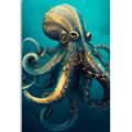 CANVAS PRINT BLUE-GOLD OCTOPUS - PICTURES LORDS OF THE ANIMAL KINGDOM - PICTURES