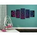 5-PIECE CANVAS PRINT MANDALA ON A BLACK BACKGROUND - PICTURES FENG SHUI - PICTURES