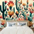 SAMOLEPÍCÍ TAPETA BAREVNÉ KAKTUSY V POUŠTI - TAPETY KVĚTINY - TAPETY
