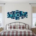 TABLEAU EN 5 PARTIES – YEUX ABSTRAITS BLEUS - TABLEAUX PAR THÈME - TABLEAUX