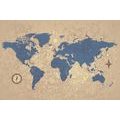 SELF ADHESIVE WALLPAPER WORLD MAP WITH A COMPASS IN RETRO STYLE - SELF-ADHESIVE WALLPAPERS - WALLPAPERS