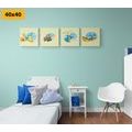 CANVAS PRINT SET CUTE MEANS OF TRANSPORT - SET OF PICTURES - PICTURES