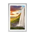 AFFICHE AVEC MONTURE CASCADE MAJESTUEUSE DU EN ISLANDE - NATURE - AFFICHES