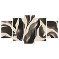 TABLEAU EN 5 PARTIES – COUPS DE PINCEAU ABSTRAITS - IMAGES FORMES ABSTRAITES - TABLEAUX