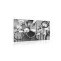 CANVAS PRINT POPPIES ON AN ABSTRACT BACKGROUND IN BLACK AND WHITE - BLACK AND WHITE PICTURES - PICTURES