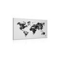 CANVAS PRINT WORLD MAP IN VECTOR GRAPHIC DESIGN IN BLACK AND WHITE - PICTURES OF MAPS - PICTURES