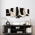 TABLEAU EN 5 PARTIES – LIGNES NOIRES ABSTRAITES - IMAGES FORMES ABSTRAITES - TABLEAUX