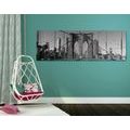 CANVAS PRINT MANHATTAN BRIDGE IN NEW YORK IN BLACK AND WHITE - BLACK AND WHITE PICTURES - PICTURES