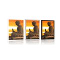 AFFICHE AVEC MONTURE LA STATUE DE BOUDDHA AU COUCHER DU SOLEIL - FENG SHUI - AFFICHES