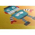 CANVAS PRINT CHEERFUL ROBOT - CHILDRENS PICTURES - PICTURES