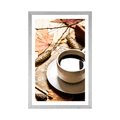 POSTER MIT PASSEPARTOUT TASSE KAFFEE MIT HERBSTLICHEM TOUCH - MIT KÜCHENMOTIV - POSTER