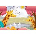 QUADRO DI UNA GIRAFFA IN UNO STAGNO - QUADRI PER BAMBINI - QUADRI