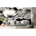 SELF ADHESIVE WALL MURAL BLACK AND WHITE LOTUS FLOWER - SELF-ADHESIVE WALLPAPERS - WALLPAPERS