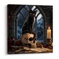 WANDBILD NÄCHTLICHE KATZE MIT KERZEN - HALLOWEEN- UND HORROR-BILDER - BILDER
